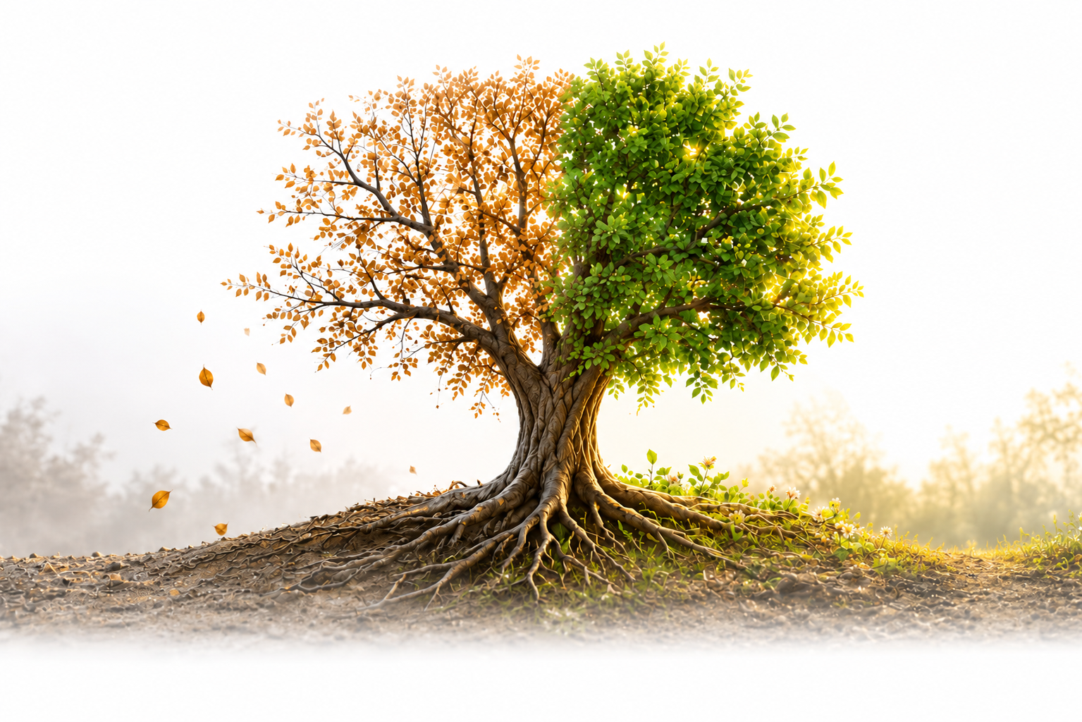 Two-sided tree — bitter seeds vs sweet fruit